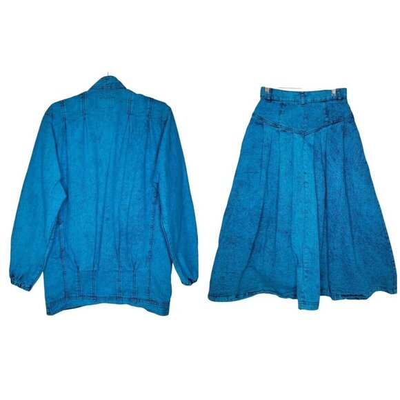 VTG 80s Sundance Size S/M Denim Jacket Skirt Set Acid Wash Country Western Long - Picture 4 of 15